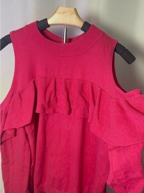 sofia by sofia vergara Hot Pink Knit Top with Ruffle Detail